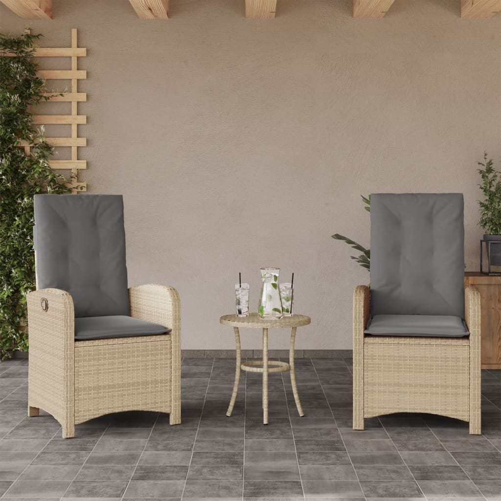 Ensemble de bistro 3 pcs coussins mélange beige résine tressée - XIOS