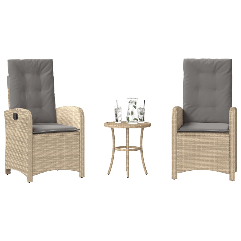 Ensemble de bistro 3 pcs coussins mélange beige résine tressée - XIOS