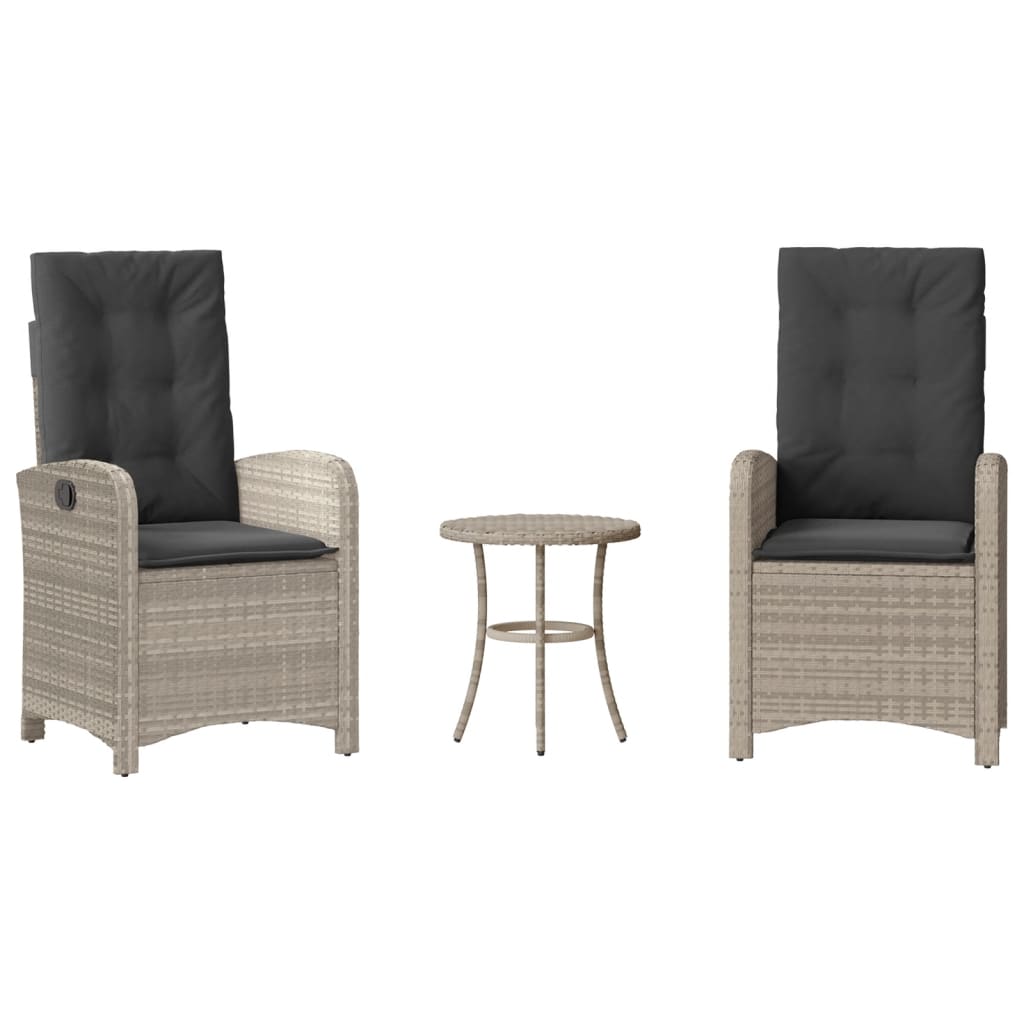 Ensemble de bistro 3 pcs et coussins gris clair résine tressée - XIOS