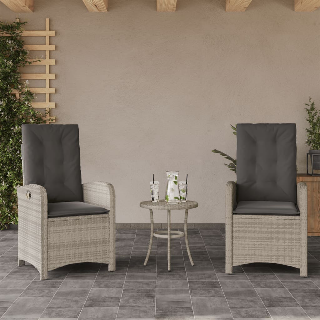 Ensemble de bistro 3 pcs et coussins gris clair résine tressée - XIOS