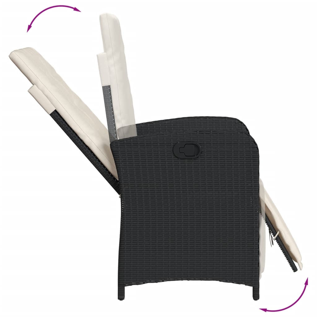 Ensemble de bistro 3 pcs avec coussins noir résine tressée - XIOS