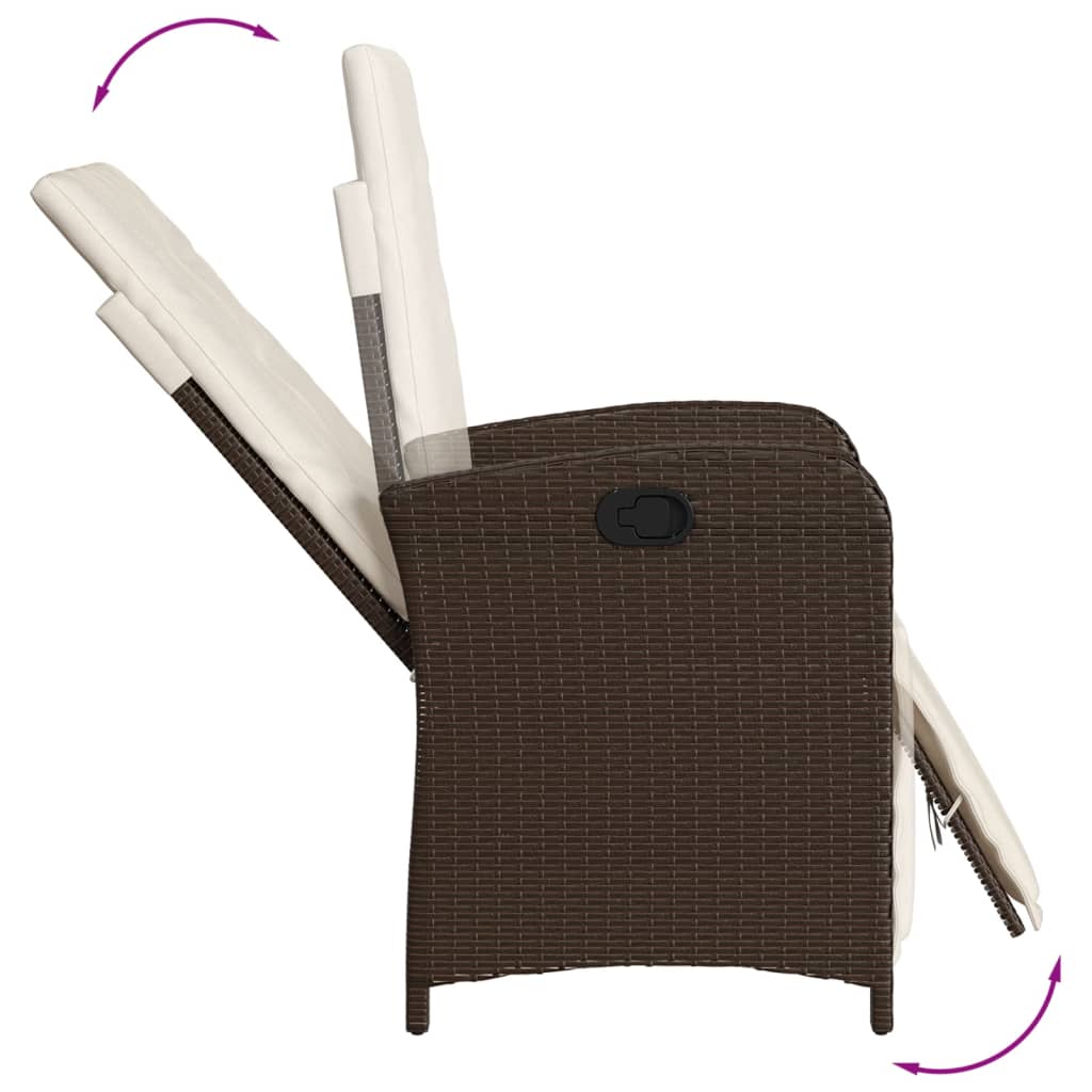Ensemble de bistro 3 pcs avec coussins marron résine tressée - XIOS