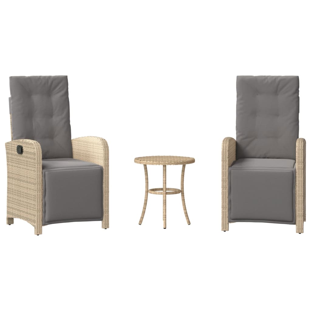 Ensemble de bistro 3 pcs coussins mélange beige résine tressée - XIOS