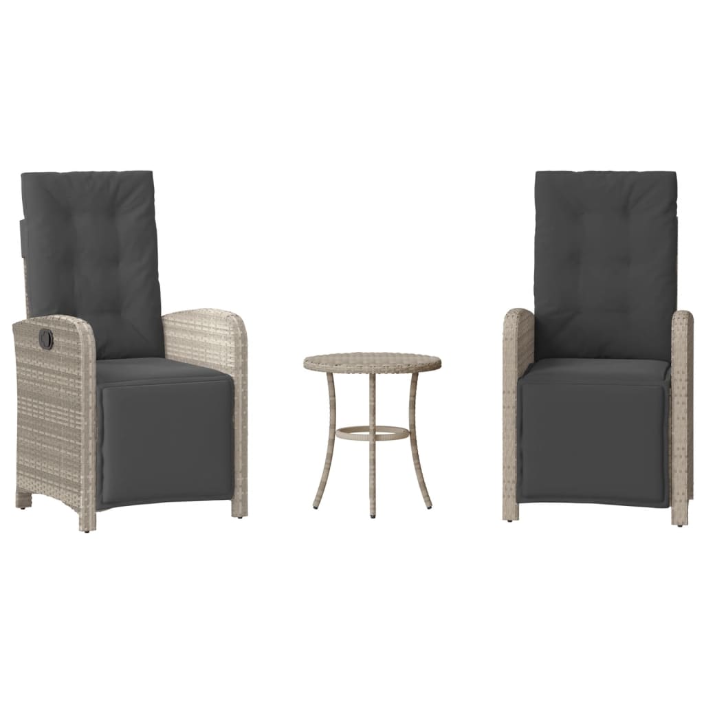 Ensemble de bistro 3 pcs et coussins gris clair résine tressée - XIOS