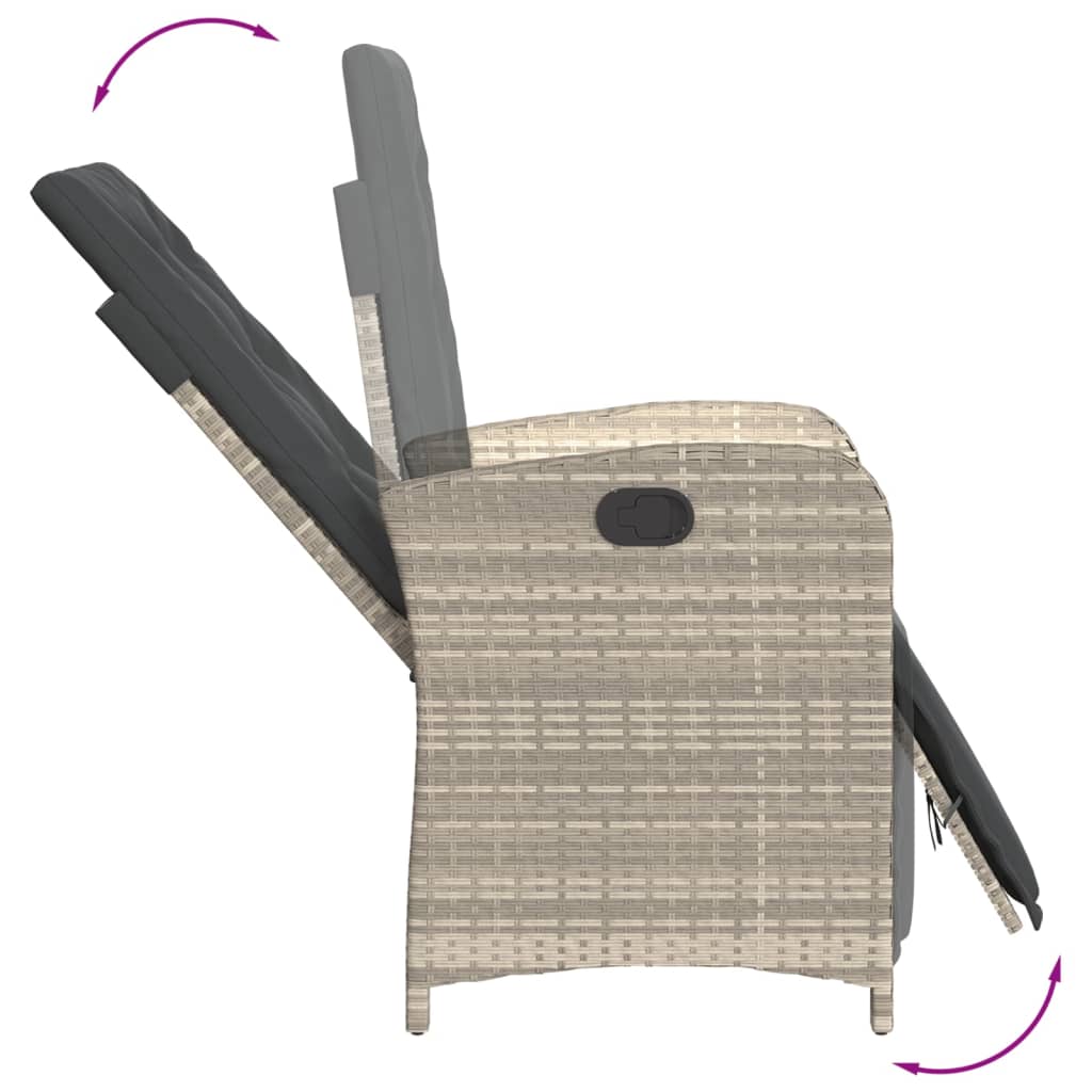 Ensemble de bistro 3 pcs et coussins gris clair résine tressée - XIOS