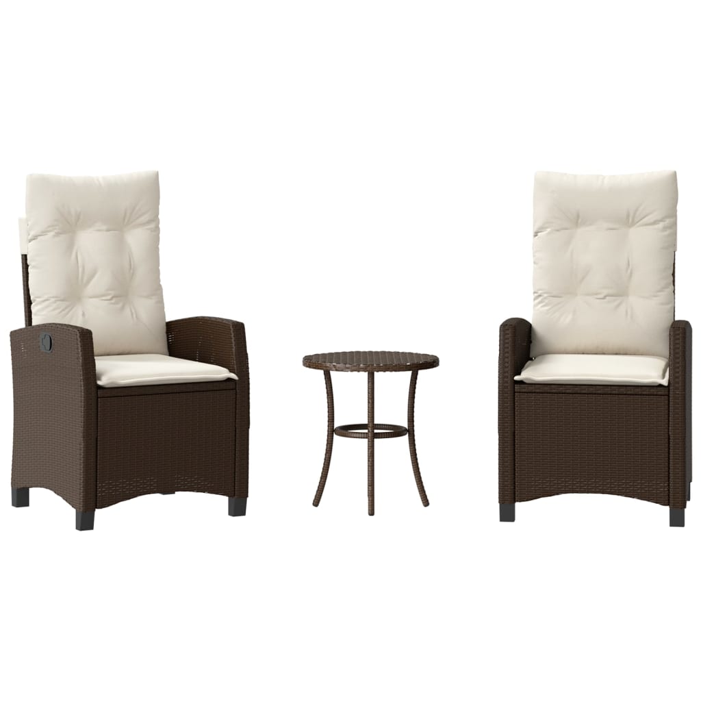 Ensemble de bistro 3 pcs avec coussins marron résine tressée - XIOS