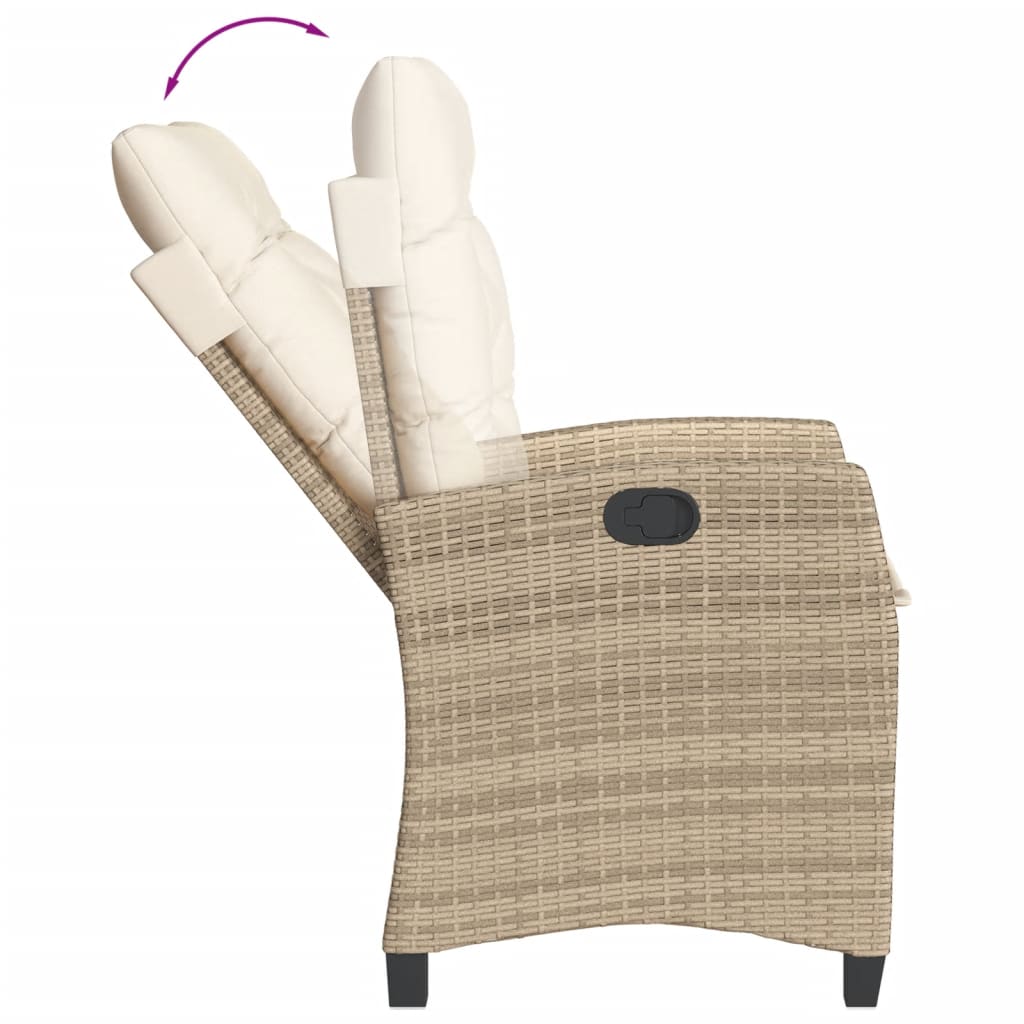 Ensemble de bistro 3 pcs avec coussins beige résine tressée - XIOS
