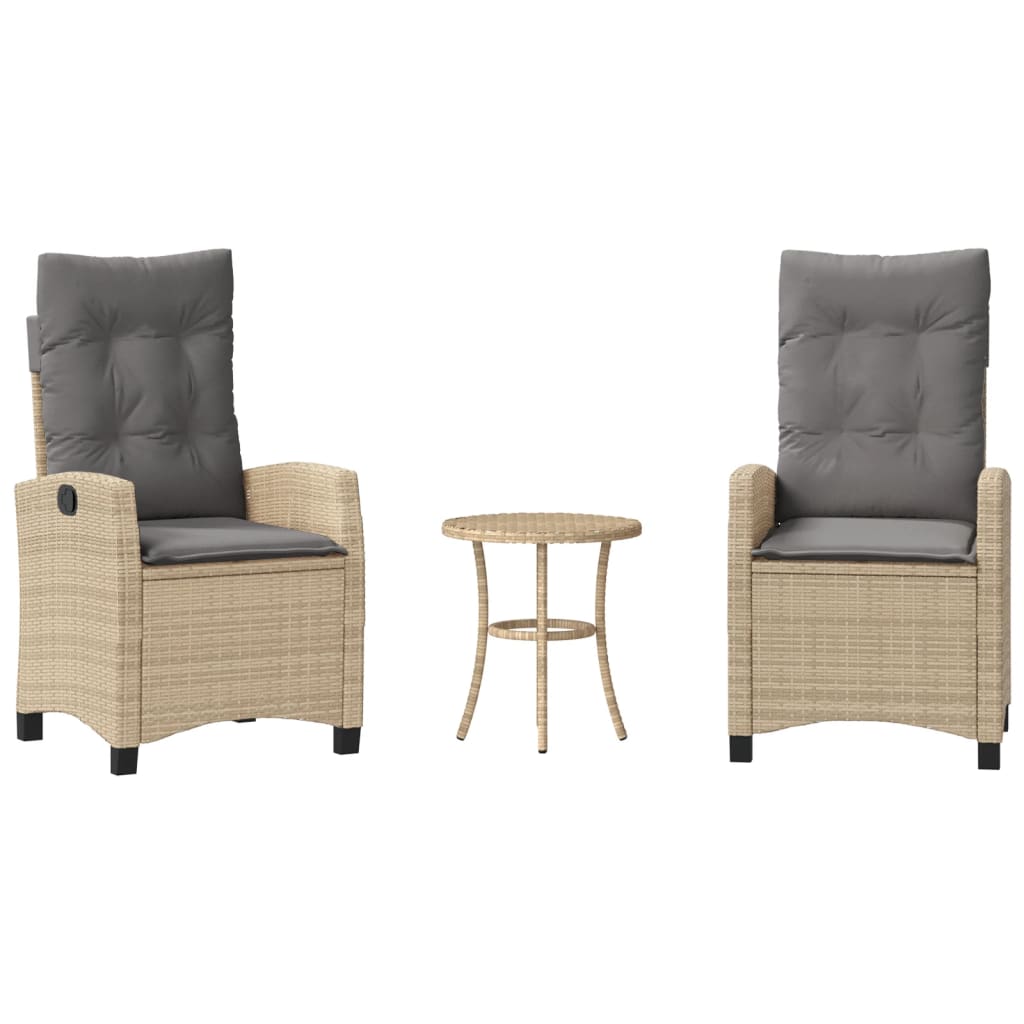 Ensemble de bistro 3 pcs coussins mélange beige résine tressée - XIOS