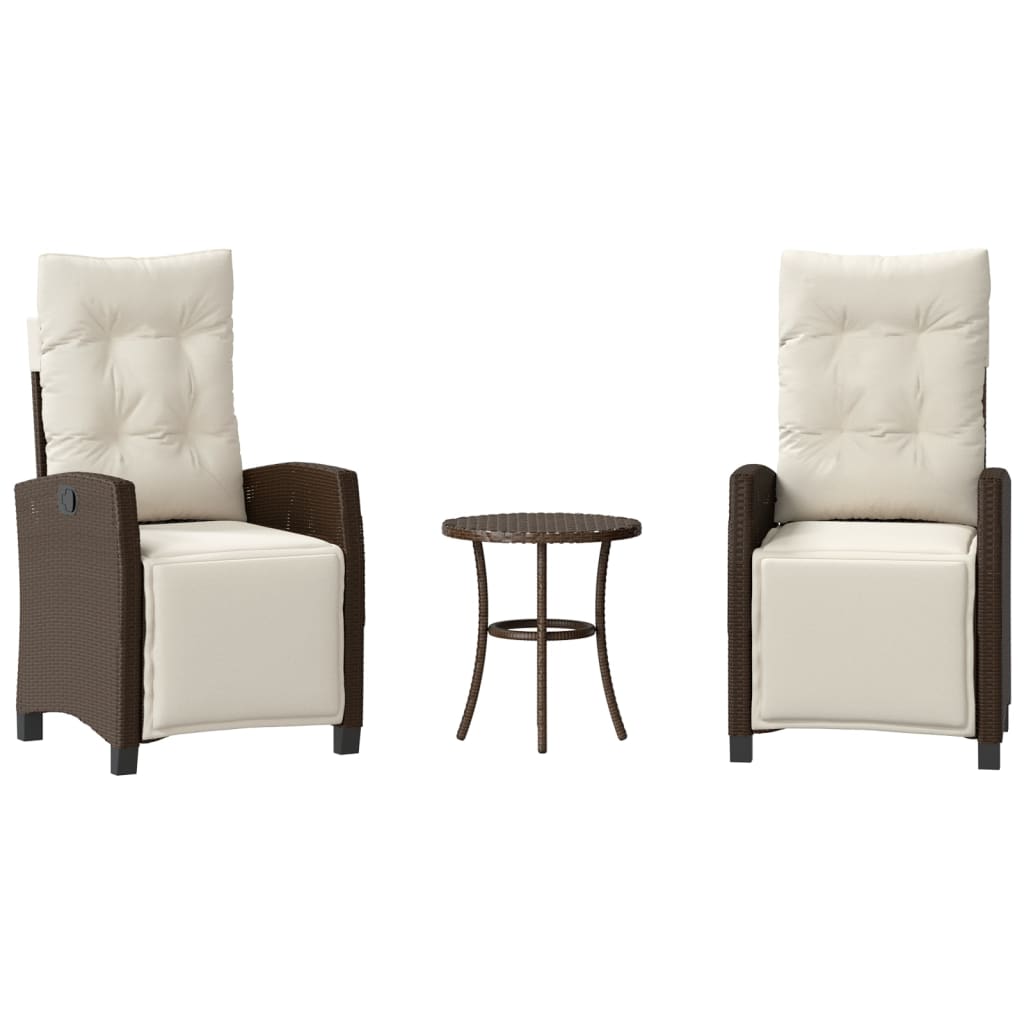 Ensemble de bistro 3 pcs avec coussins marron résine tressée - XIOS
