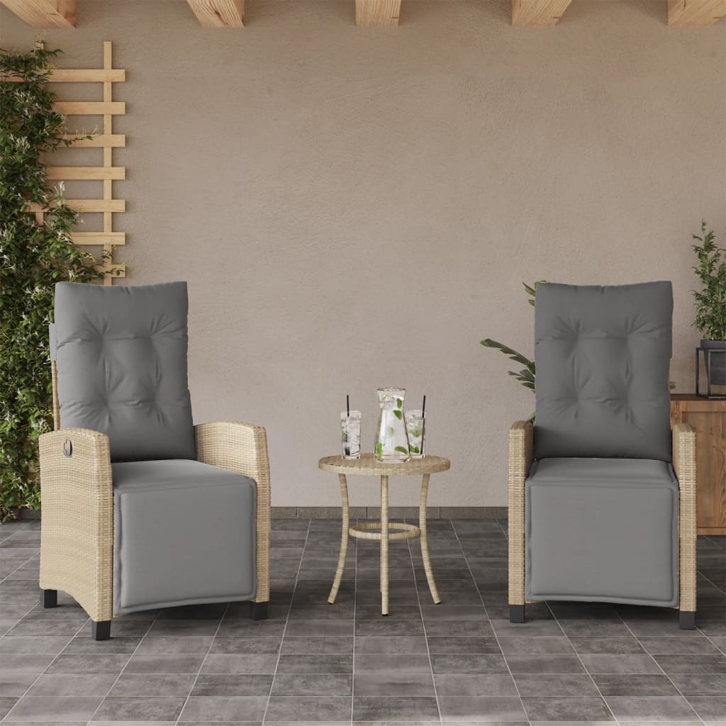 Ensemble de bistro 3 pcs coussins mélange beige résine tressée - XIOS