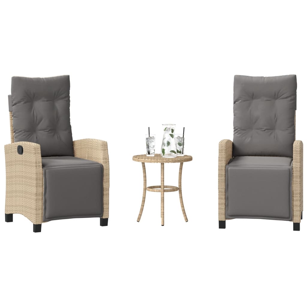 Ensemble de bistro 3 pcs coussins mélange beige résine tressée - XIOS
