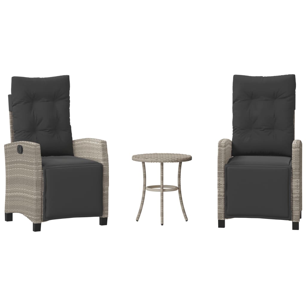 Ensemble de bistro 3 pcs et coussins gris clair résine tressée - XIOS