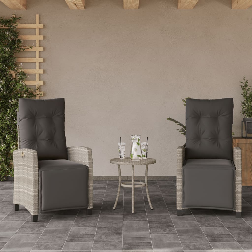 Ensemble de bistro 3 pcs et coussins gris clair résine tressée - XIOS
