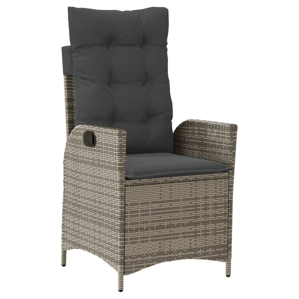 Ensemble de bistro 3 pcs avec coussins gris résine tressée - XIOS