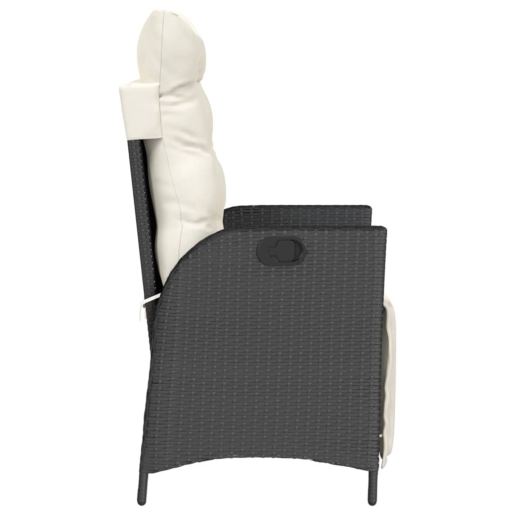 Ensemble de bistro 3 pcs avec coussins noir résine tressée - XIOS
