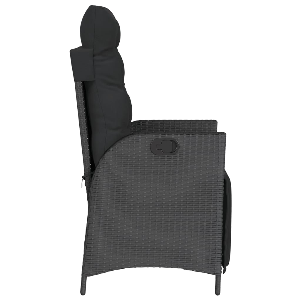 Ensemble de bistro 3 pcs avec coussins noir résine tressée - XIOS