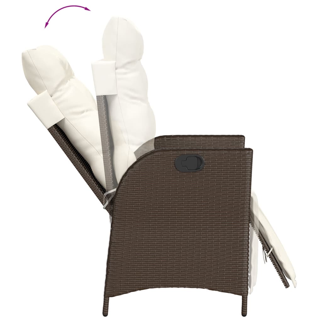 Ensemble de bistro 3 pcs avec coussins marron résine tressée - XIOS