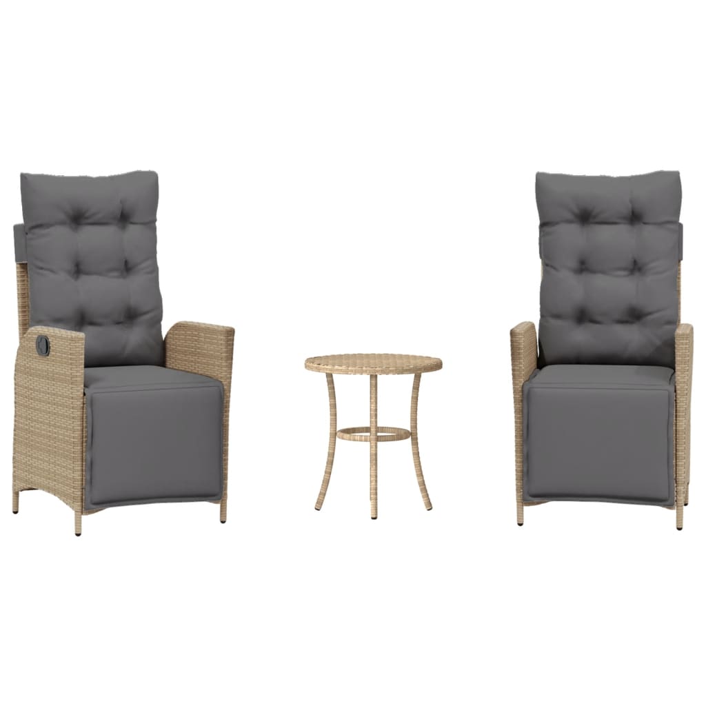Ensemble de bistro 3 pcs coussins mélange beige résine tressée - XIOS