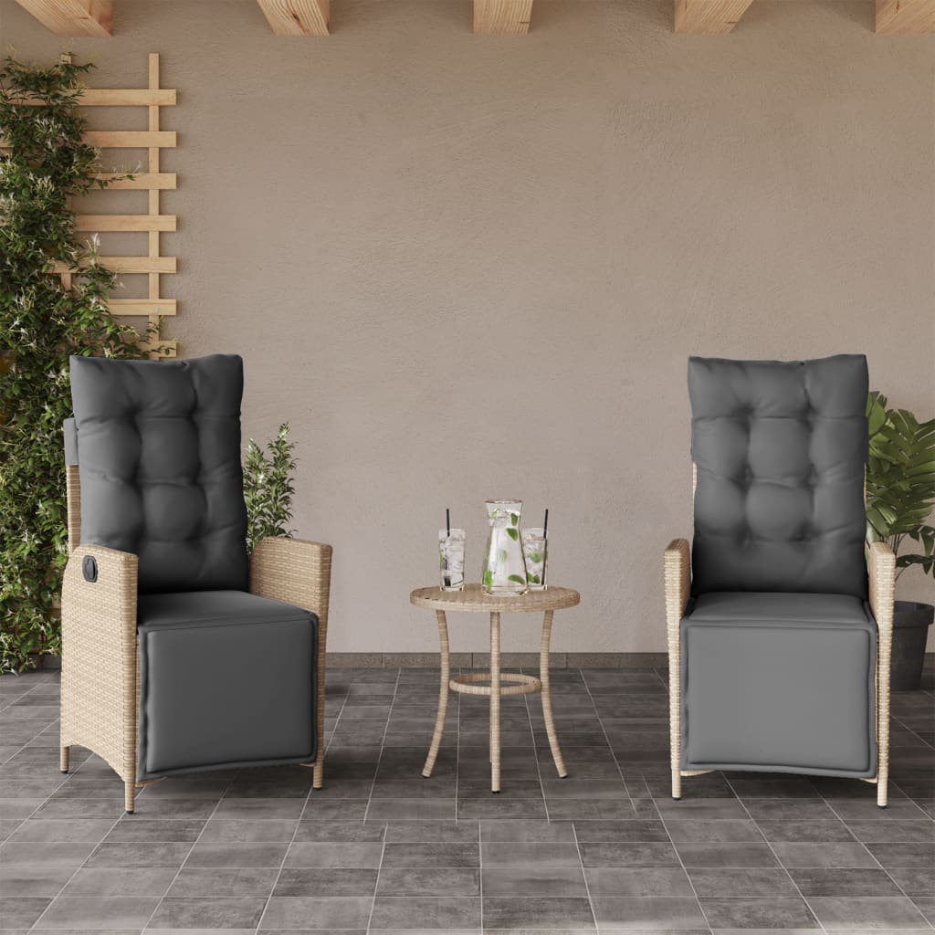 Ensemble de bistro 3 pcs coussins mélange beige résine tressée - XIOS