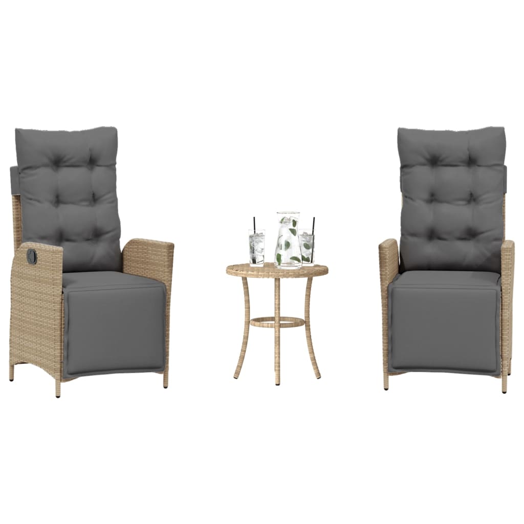 Ensemble de bistro 3 pcs coussins mélange beige résine tressée - XIOS