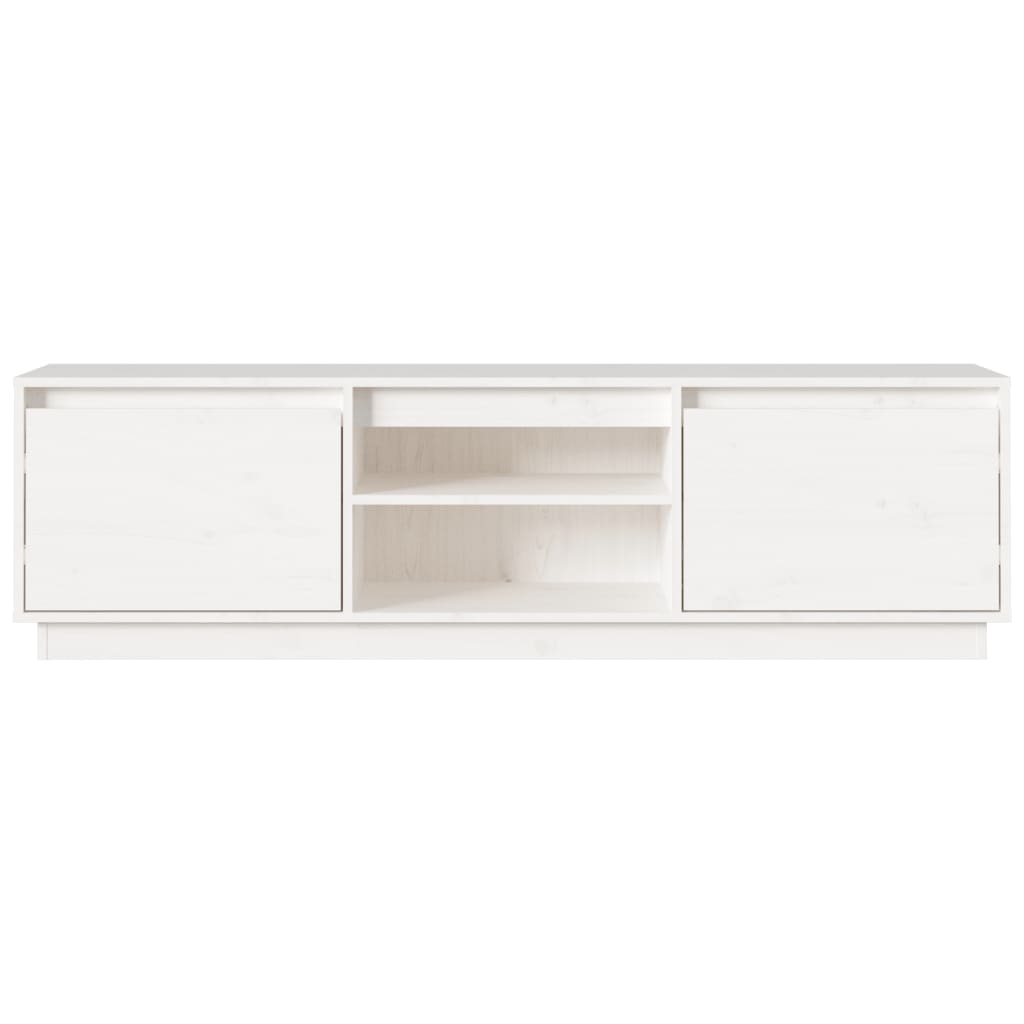 Meuble TV Blanc 140x35x40 cm Bois de pin massif - XIOS