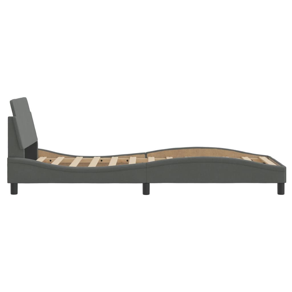 Cadre de lit sans matelas gris foncé 80x200 cm tissu - XIOS