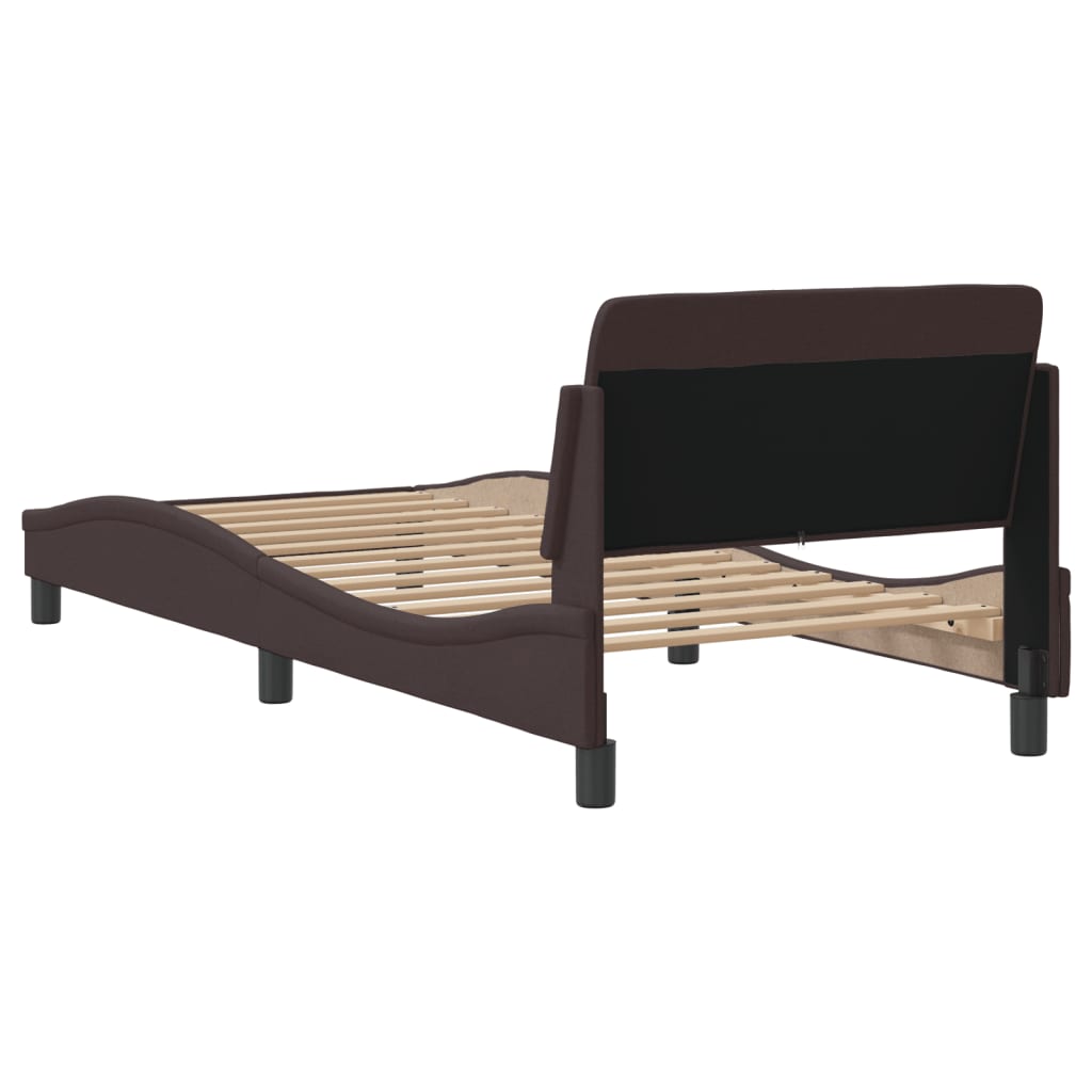 Cadre de lit sans matelas marron foncé 80x200 cm tissu - XIOS