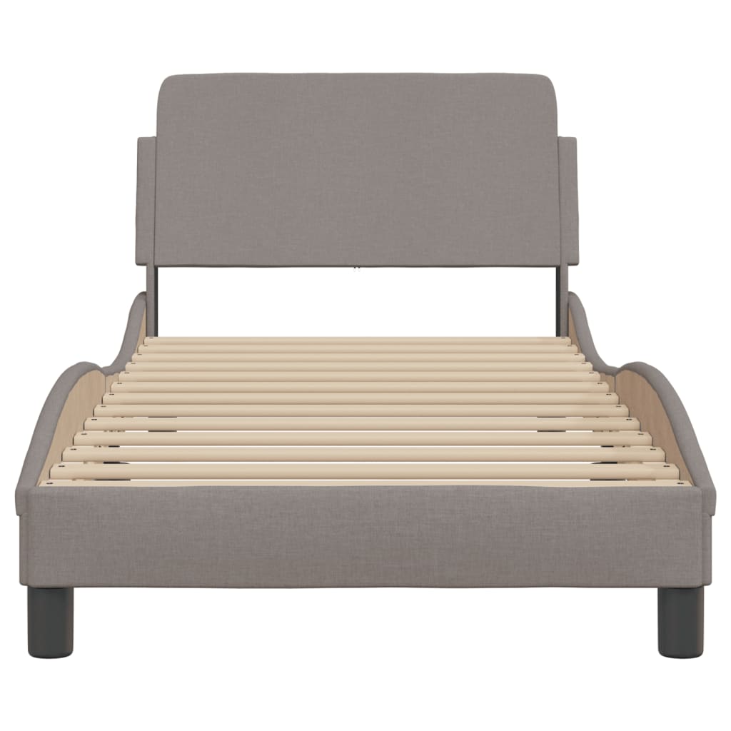 Cadre de lit avec tête de lit sans matelas taupe 80x200cm tissu - XIOS