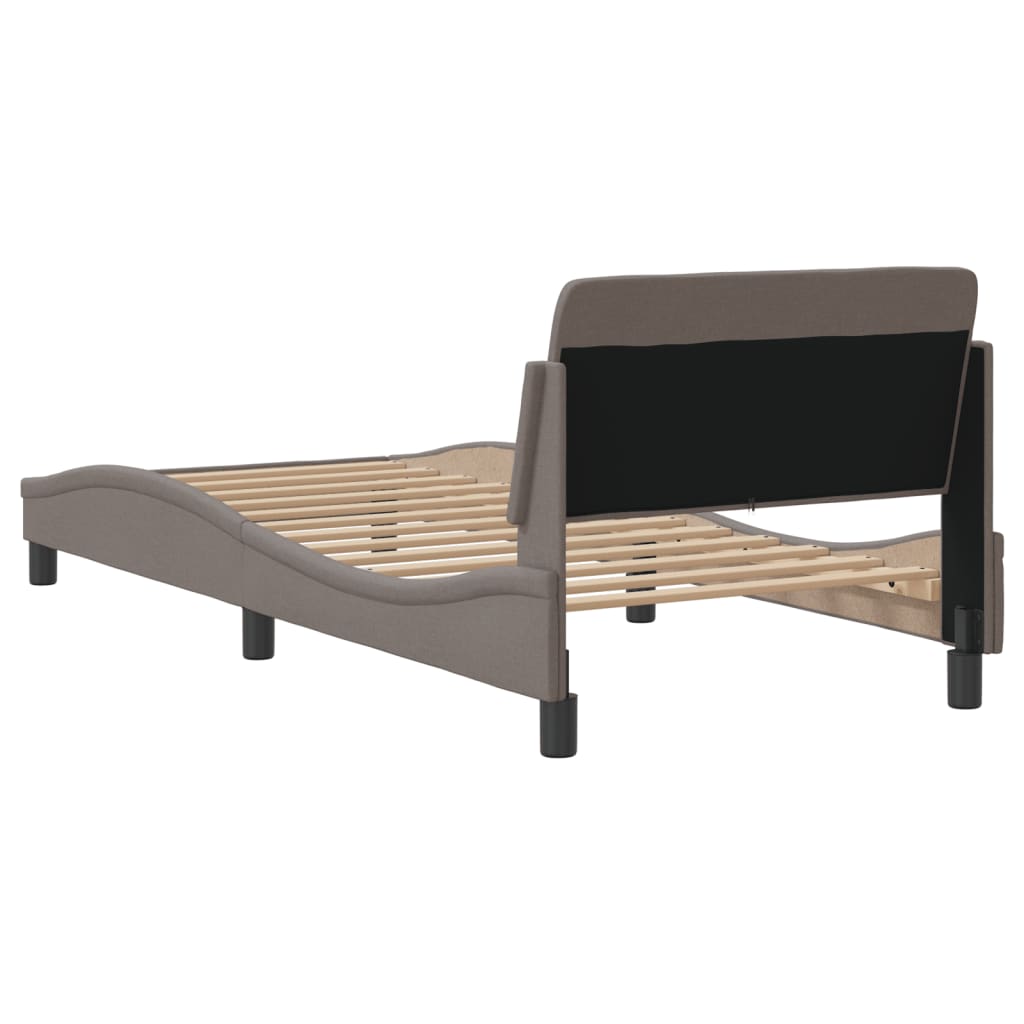 Cadre de lit avec tête de lit sans matelas taupe 80x200cm tissu - XIOS