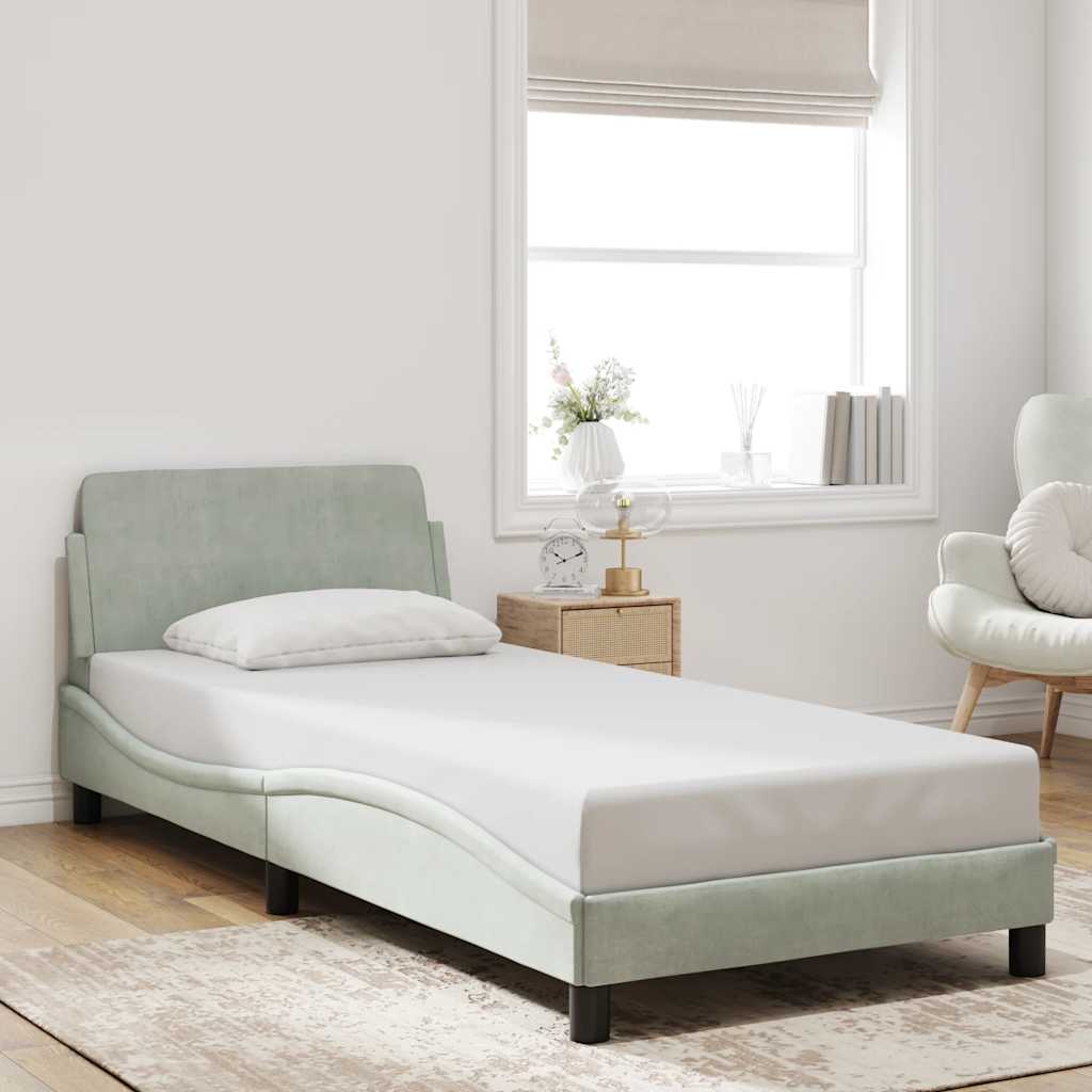 Cadre de lit sans matelas gris clair 80x200 cm velours - XIOS