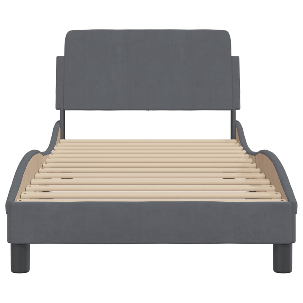 Cadre de lit sans matelas gris foncé 80x200 cm velours - XIOS