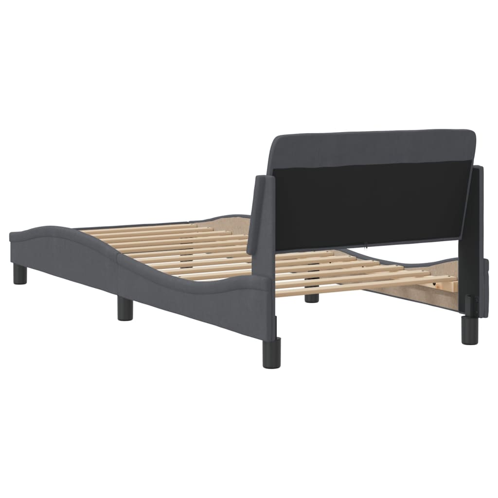Cadre de lit sans matelas gris foncé 80x200 cm velours - XIOS