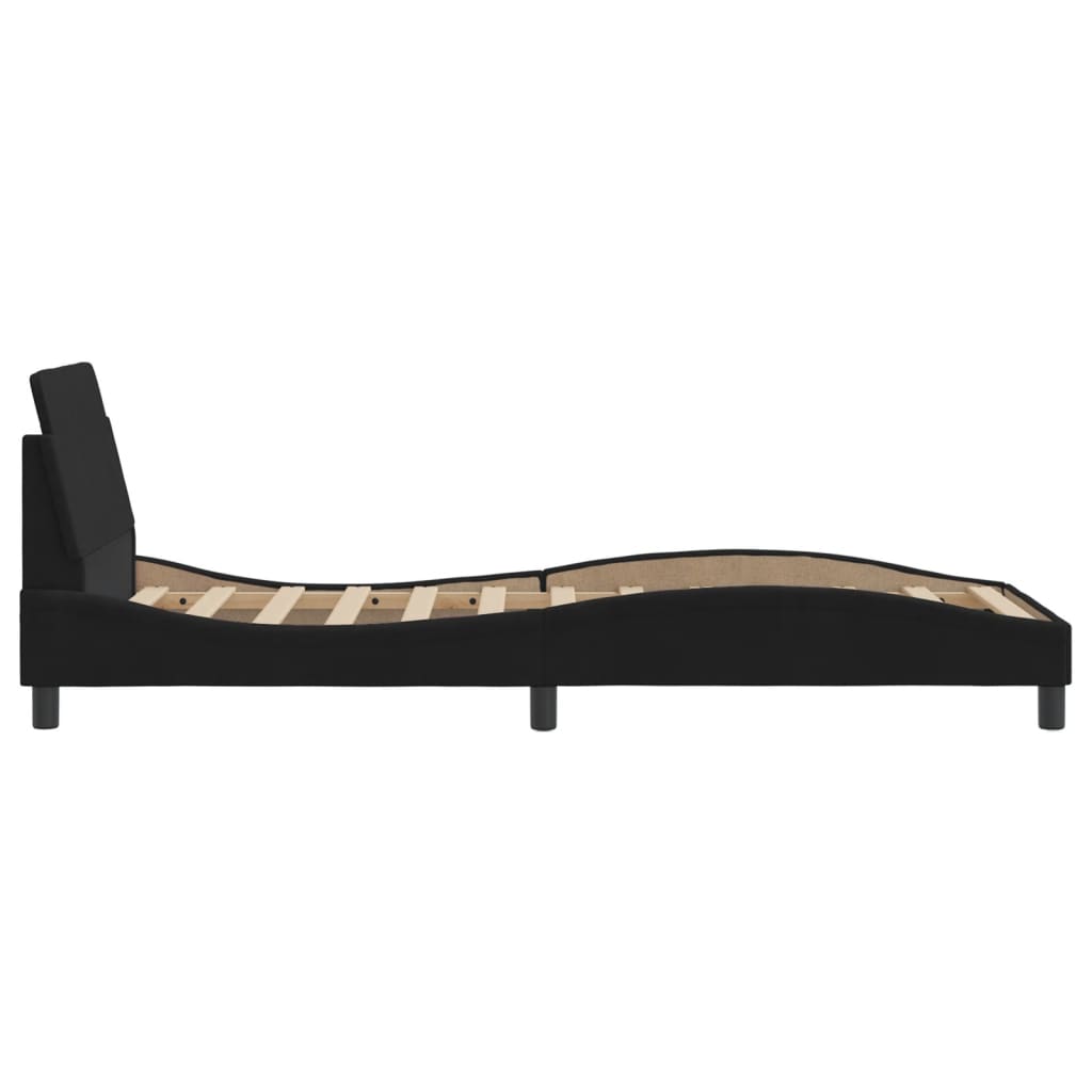 Cadre de lit et tête de lit sans matelas noir 80x200 cm velours - XIOS