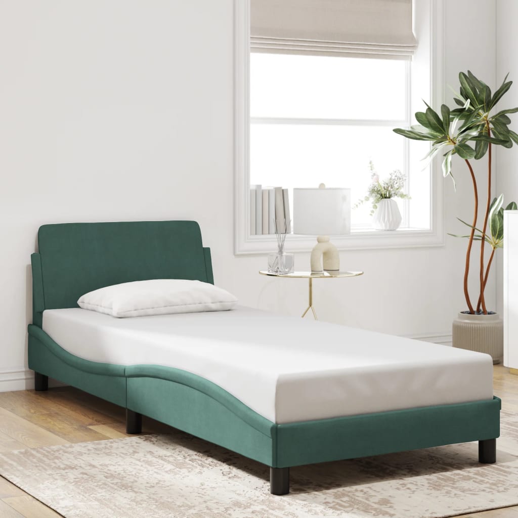 Cadre de lit sans matelas vert foncé 80x200 cm velours - XIOS