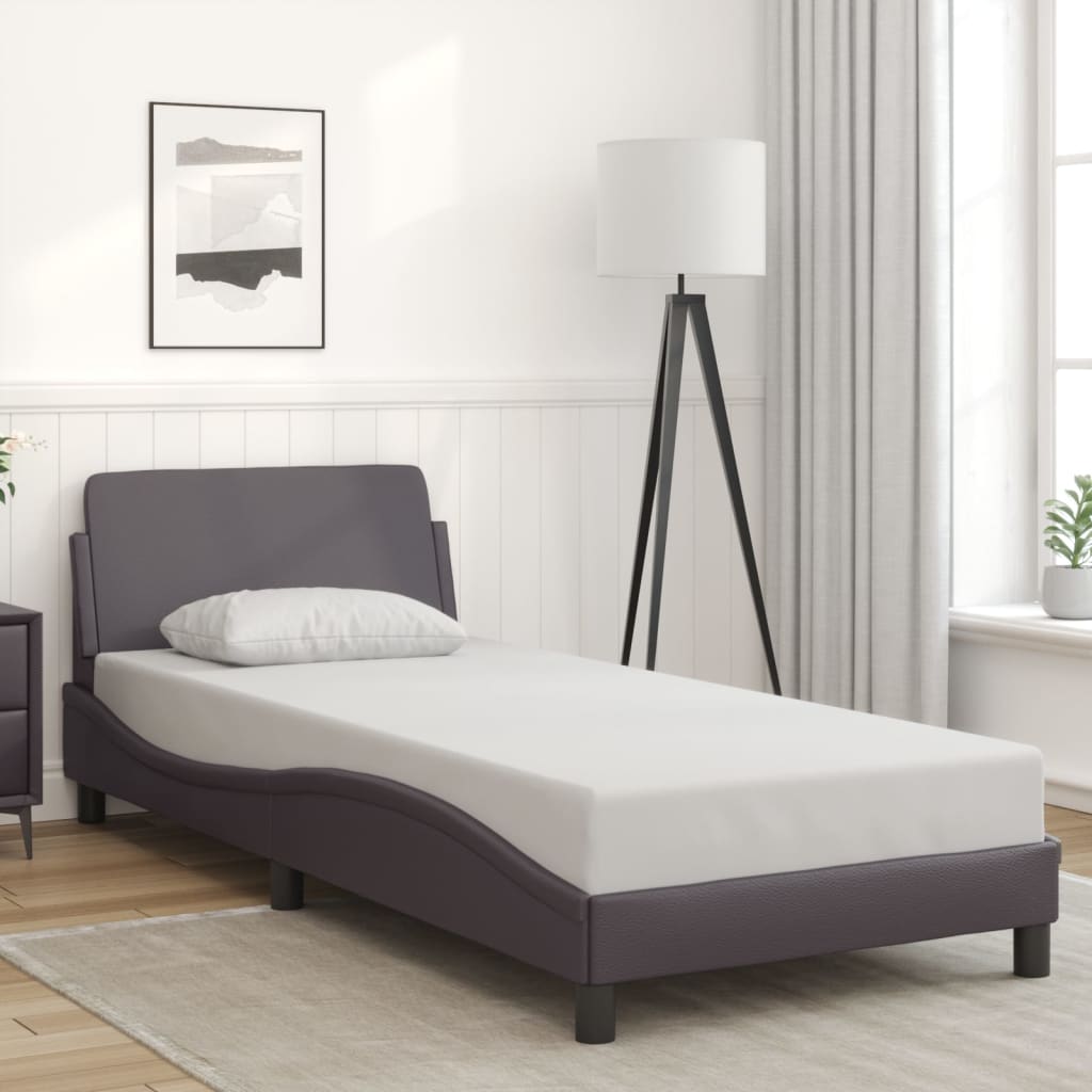Cadre de lit sans matelas gris 80x200 cm similicuir - XIOS