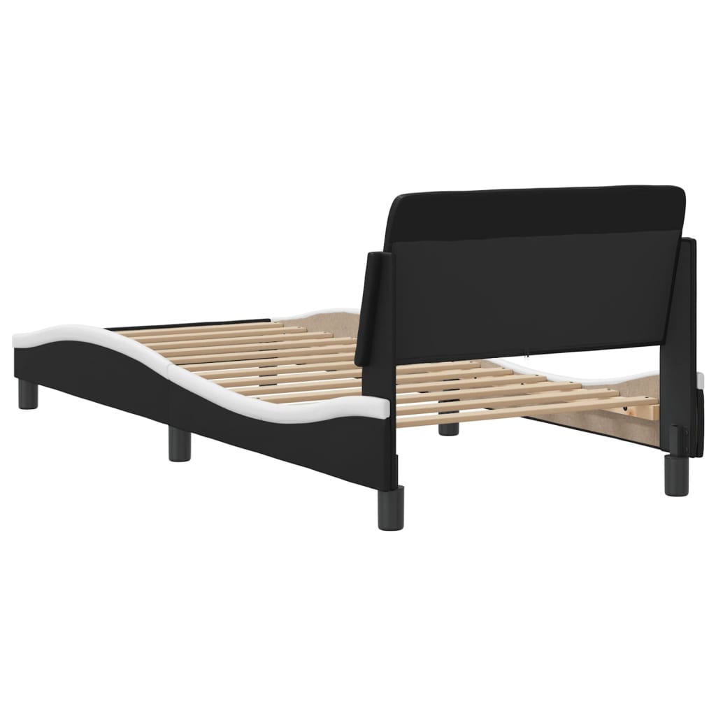 Cadre de lit sans matelas noir et blanc 80x200 cm similicuir - XIOS