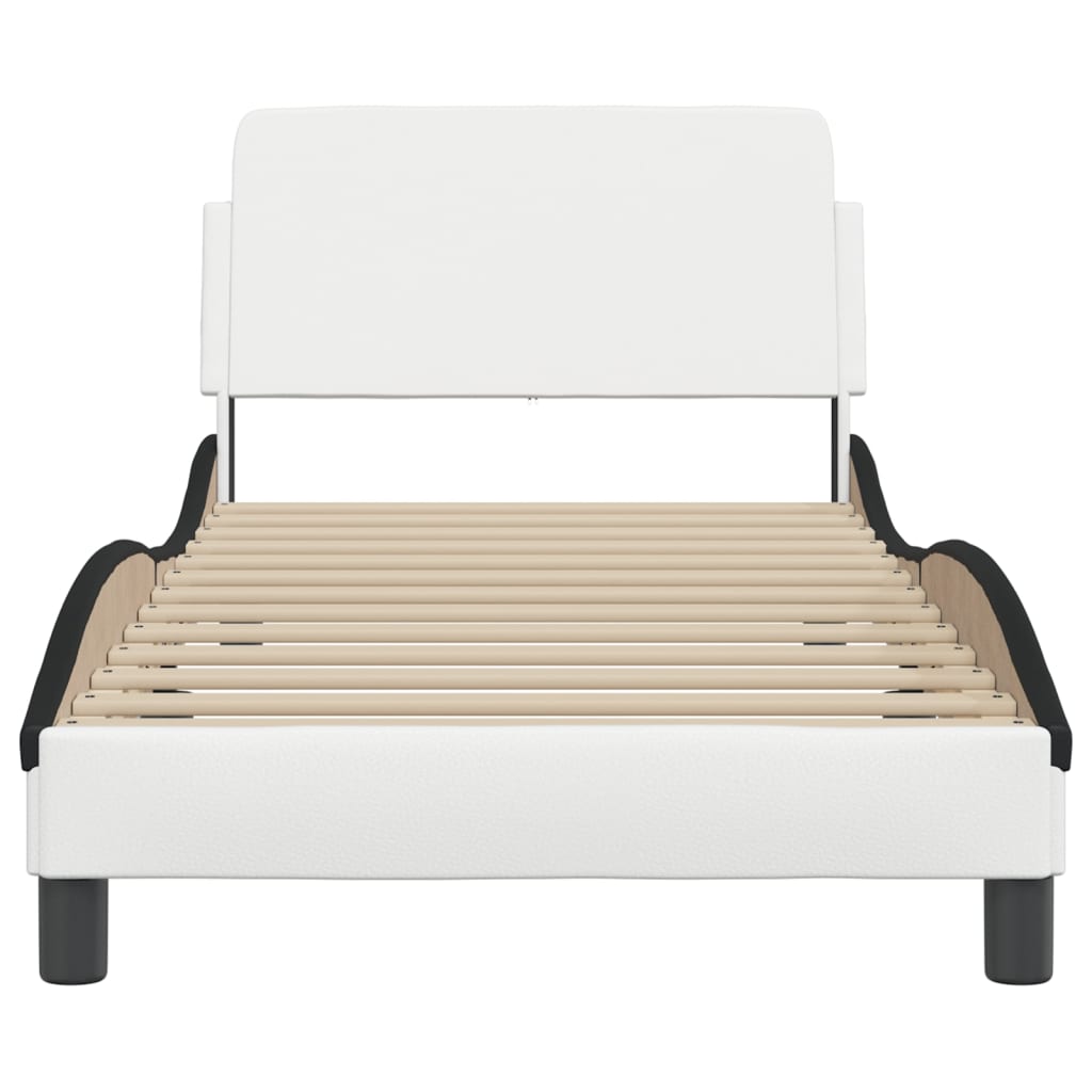 Cadre de lit sans matelas blanc et noir 80x200 cm similicuir - XIOS