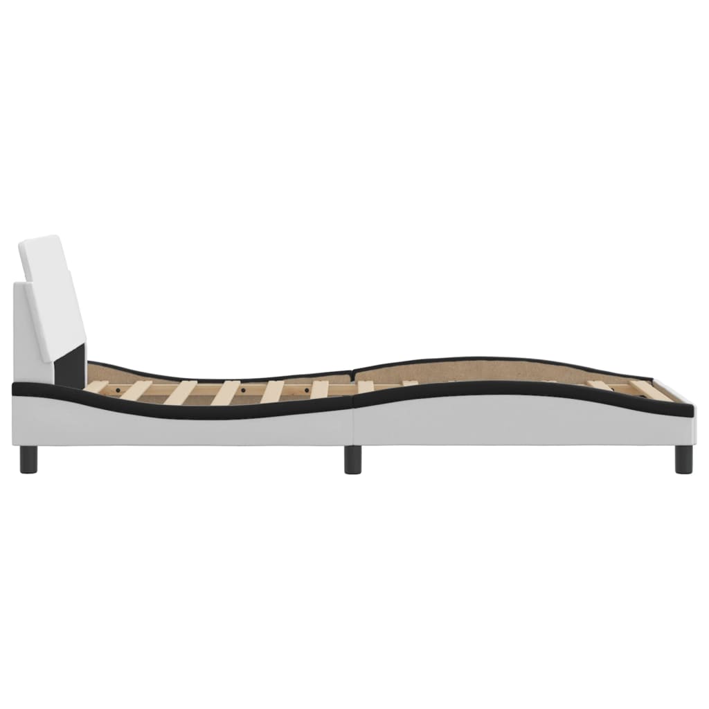Cadre de lit sans matelas blanc et noir 80x200 cm similicuir - XIOS
