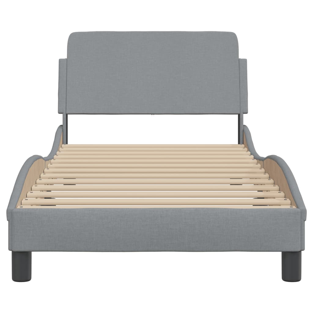 Cadre de lit sans matelas gris clair 90x190 cm tissu - XIOS