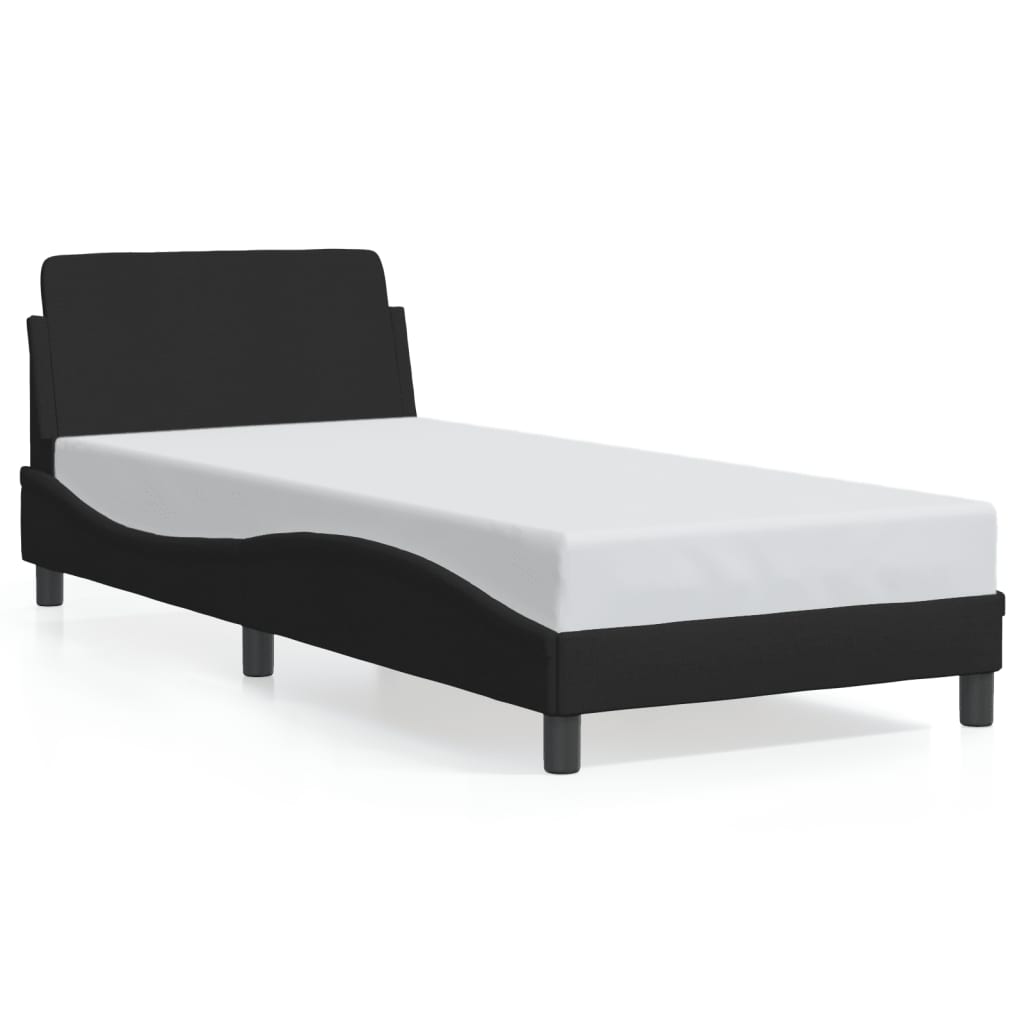 Cadre de lit avec tête de lit Dover noir 90x190 cm tissu - XIOS