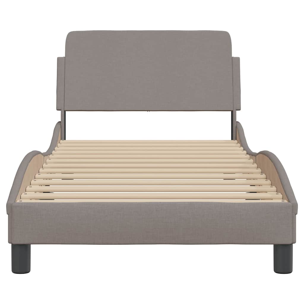 Cadre de lit avec tête de lit Dover taupe 90x190cm tissu - XIOS