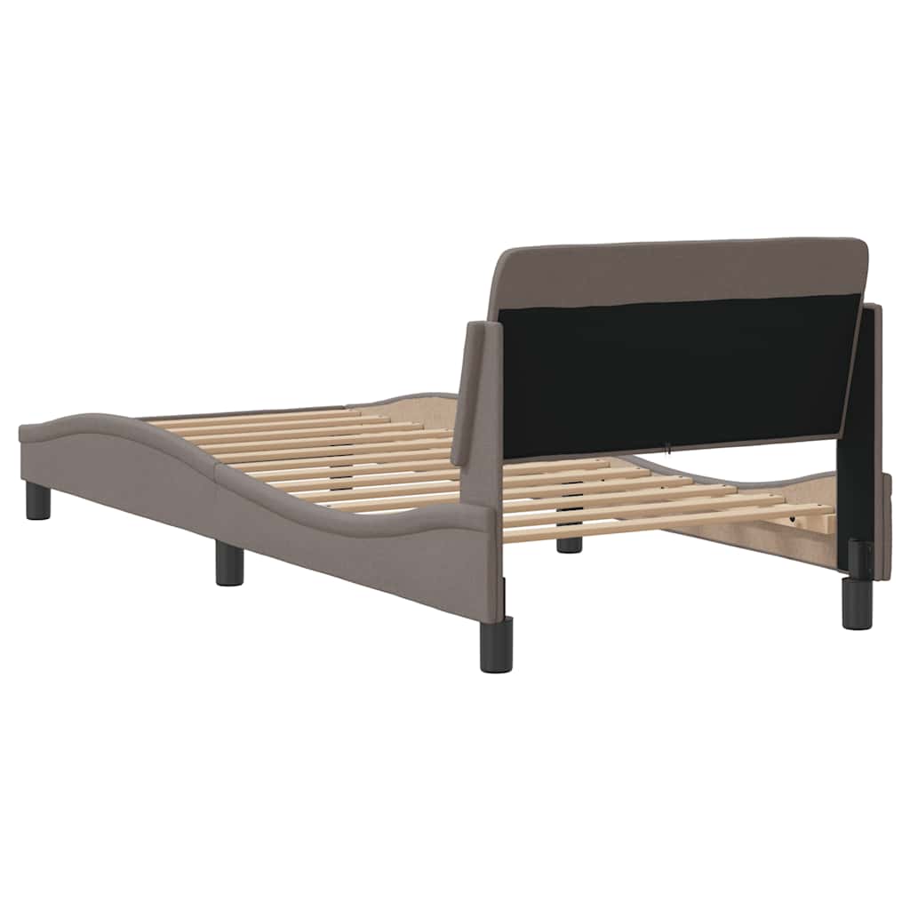 Cadre de lit avec tête de lit Dover taupe 90x190cm tissu - XIOS