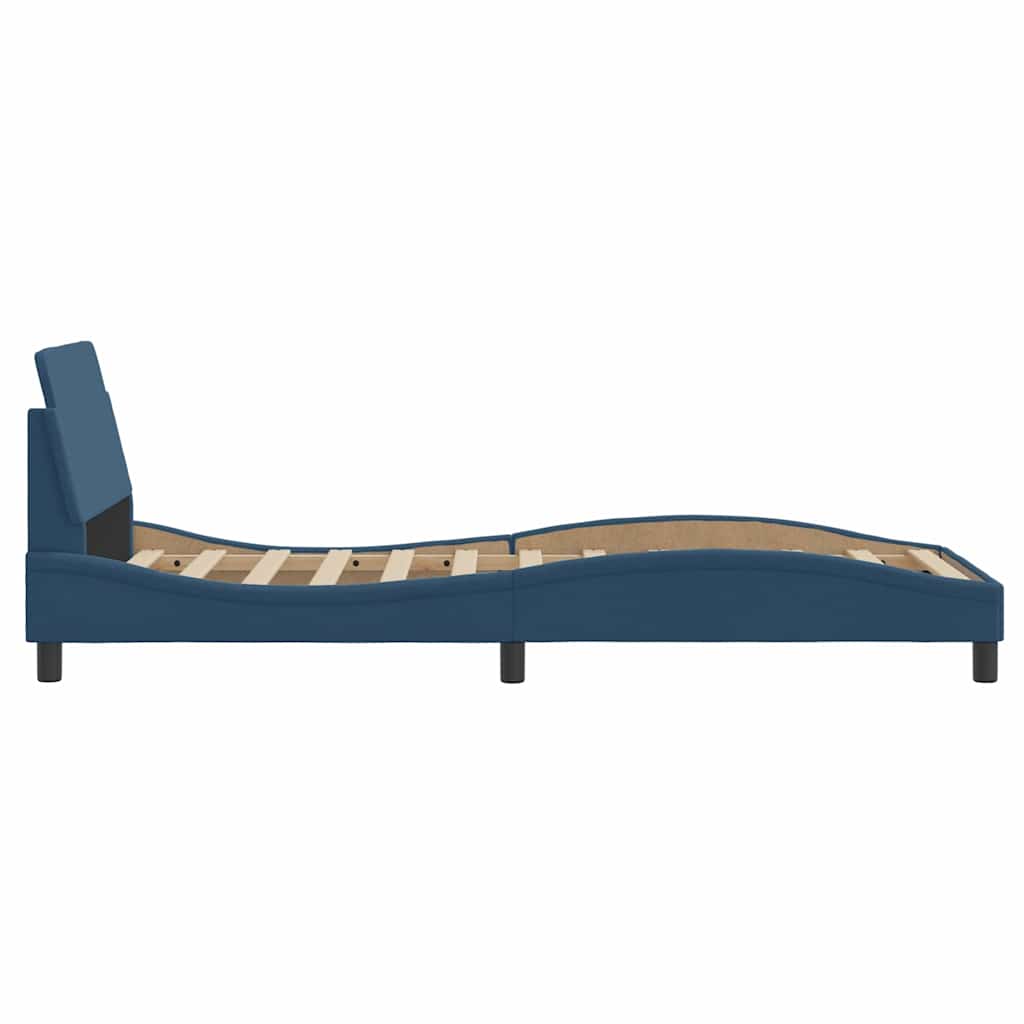 Cadre de lit avec tête de lit Dover bleu 90x190 cm tissu - XIOS