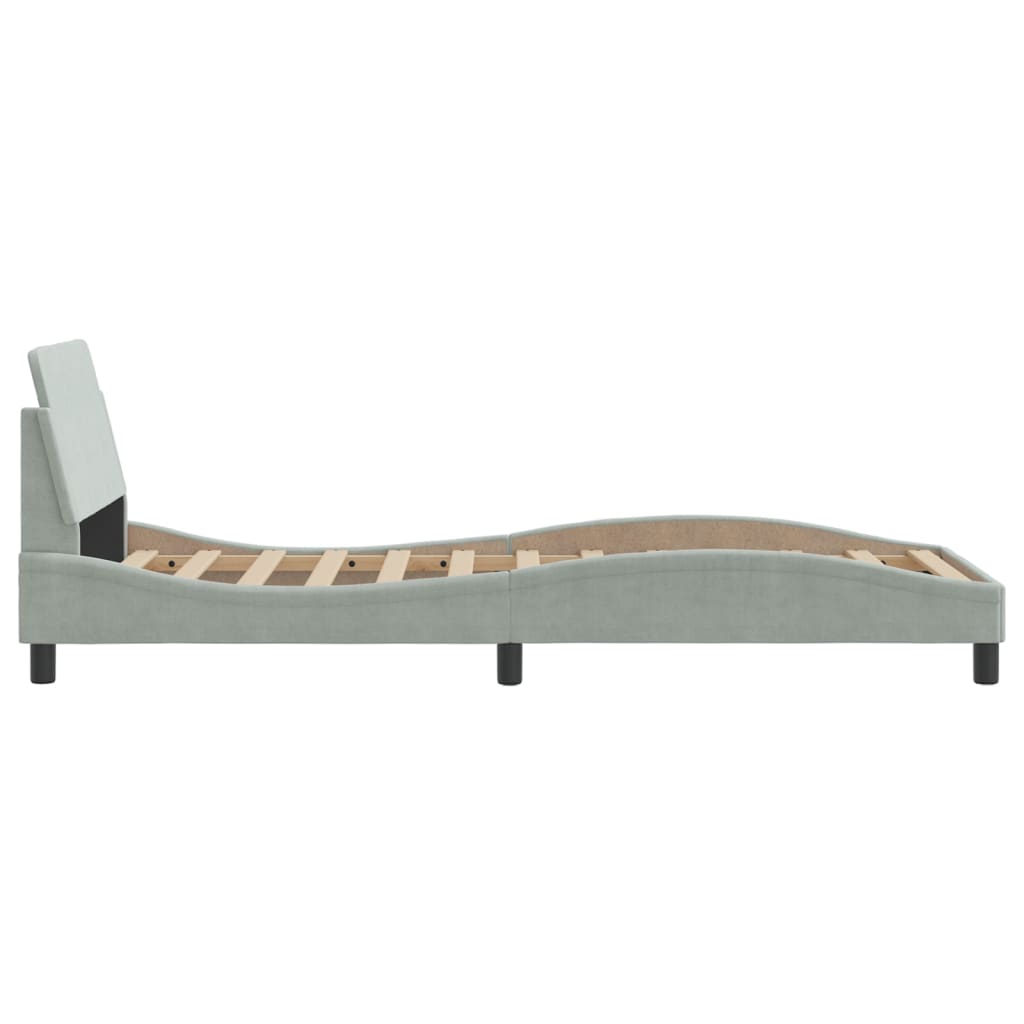 Cadre de lit sans matelas gris clair 90x190 cm velours - XIOS