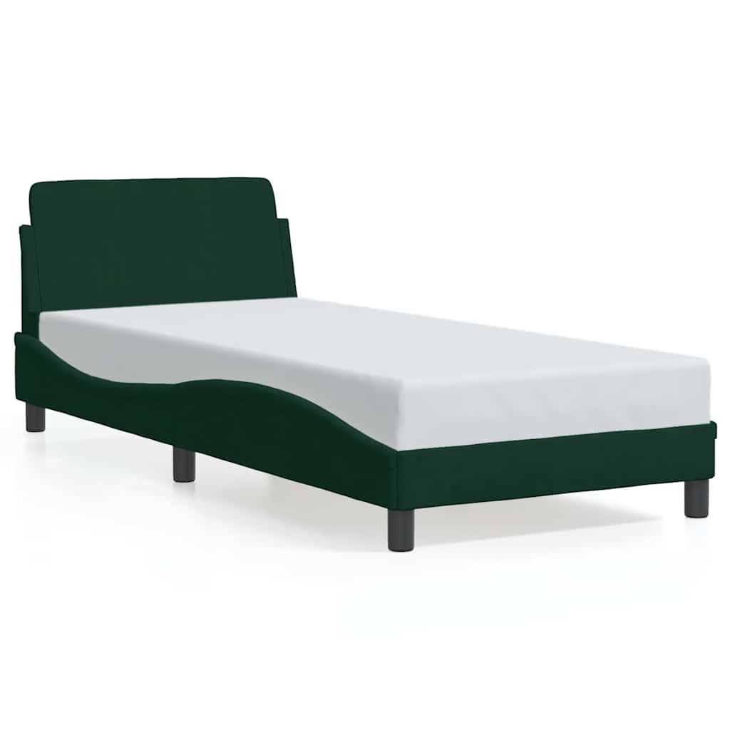 Cadre de lit Dover vert foncé 90x190 cm velours - XIOS