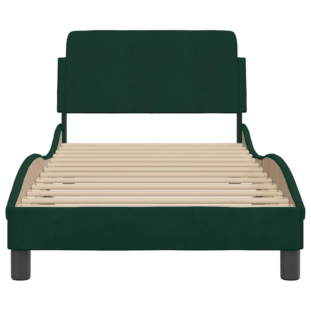 Cadre de lit Dover vert foncé 90x190 cm velours - XIOS