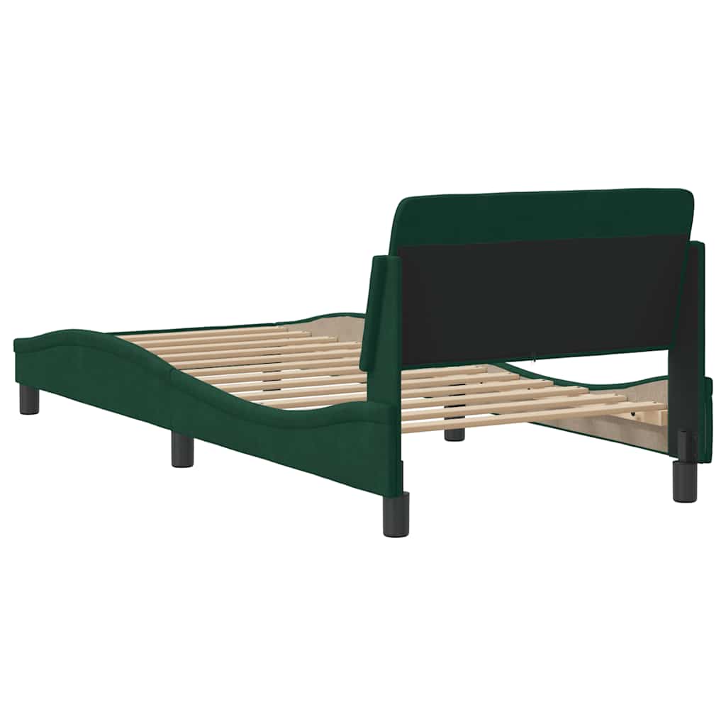 Cadre de lit Dover vert foncé 90x190 cm velours - XIOS