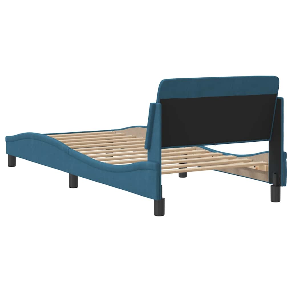 Cadre de lit avec tête de lit Dover bleu 90x190 cm velours - XIOS