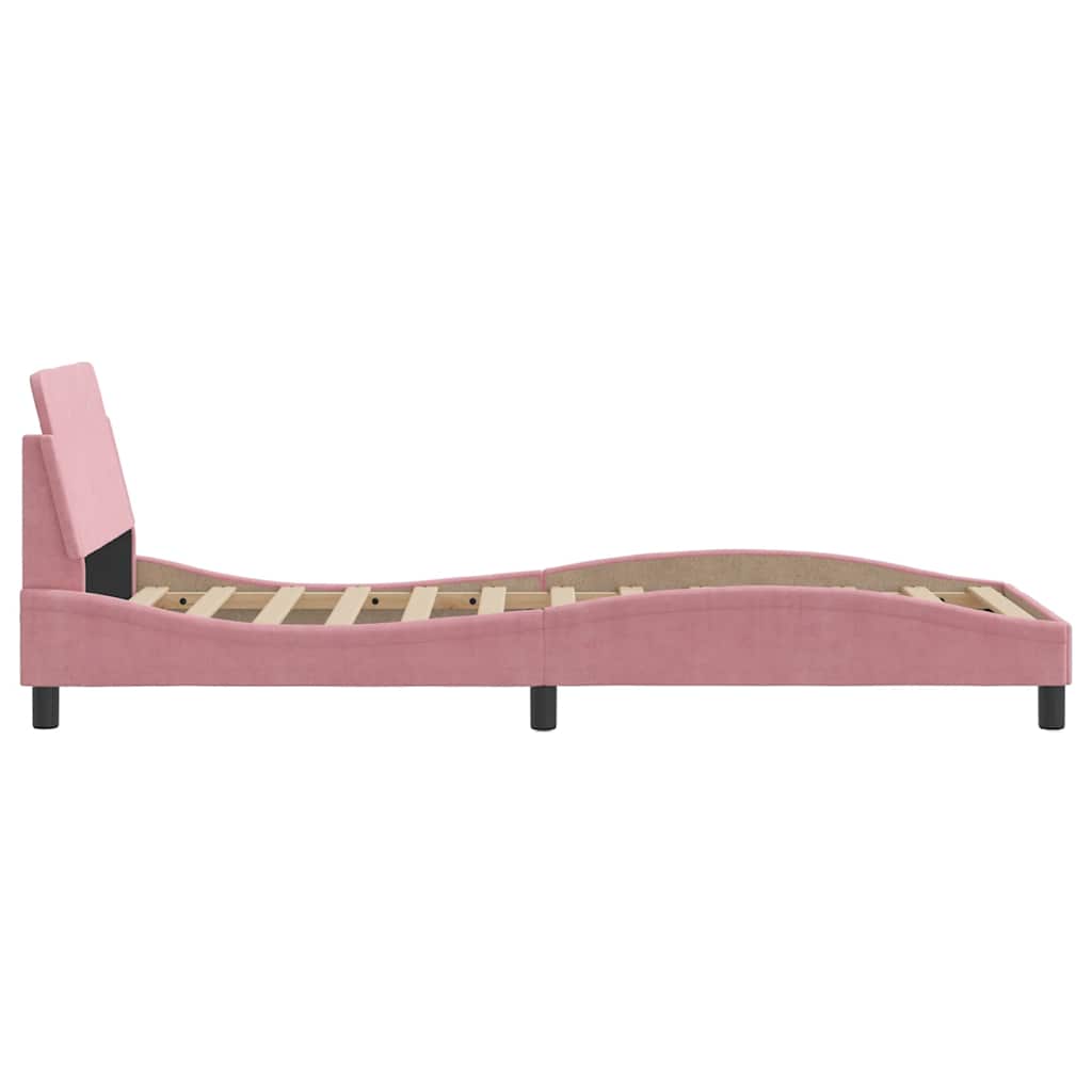 Cadre de lit avec tête de lit Dover rose 90x190 cm velours - XIOS