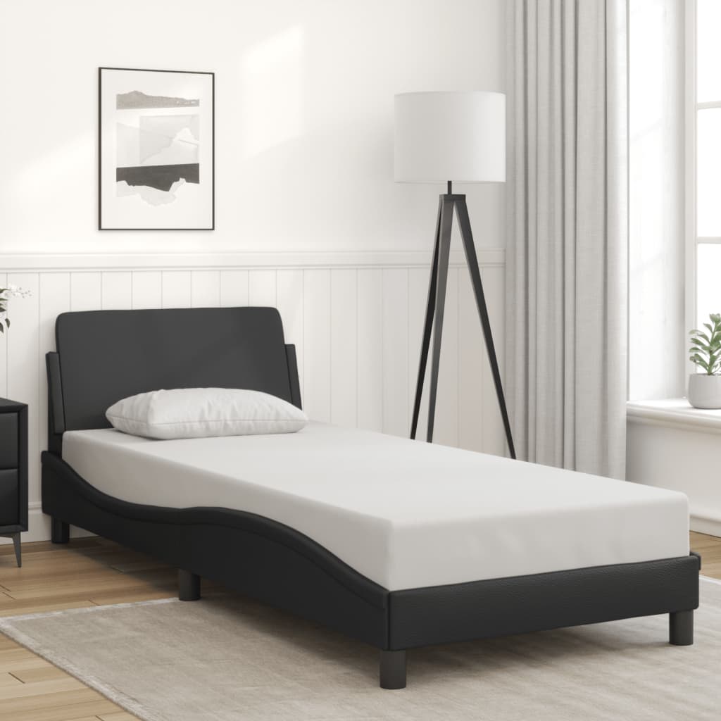 Cadre de lit sans matelas noir 90x190 cm similicuir - XIOS